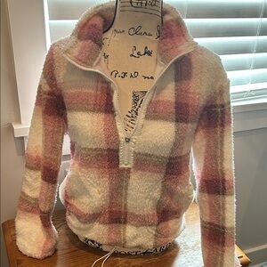 Plaid Fleece Quarter-Zip Sweater